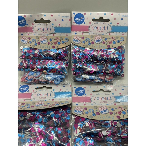 Baby Shower Girl or Boy Confetti Value Pack 2 Packs Gender Reveal PARTY - Picture 7 of 8